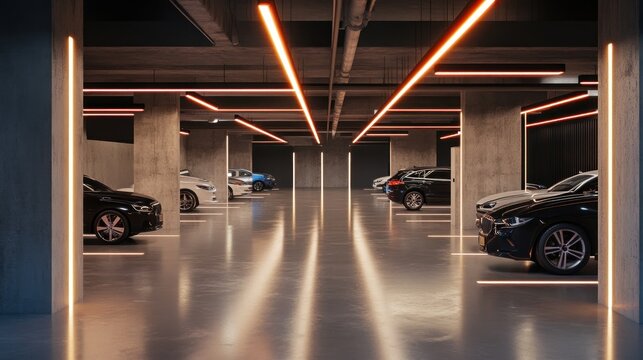 Modern underground parking garage with sleek design (1)