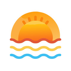 Sunset over the sea icon in vector format