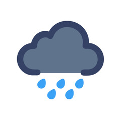 Rainy Cloud Icon on Black Background Illustration