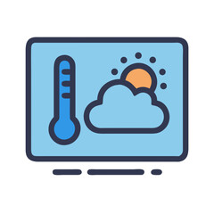 Weather forecast app icon with sun, cloud, temperature