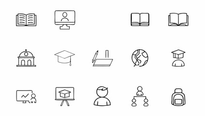 Fototapeta premium school-set-of-web-icons-in-linear-style--education.eps