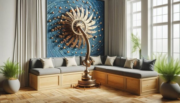 Kinetic Sculpture Nook A corner dominated by a slowly moving kin