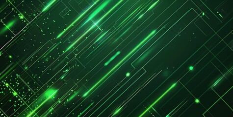 Green abstract background with glowing lines and dots