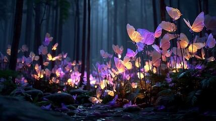 Fototapeta premium Magical Forest Butterflies (1)