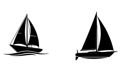 Fototapeta premium Serene Sailboat on Calm Blue Sea – Minimalist Ocean Vector Illustration for Nautical and Travel Themes