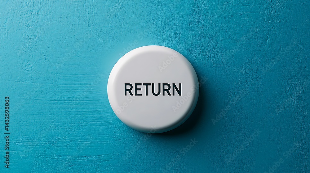 Poster a white button labeled 