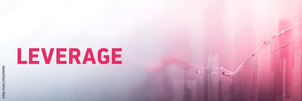 Poster a graphic illustrating the concept of leverage in finance, featuring a rising graph and the word 