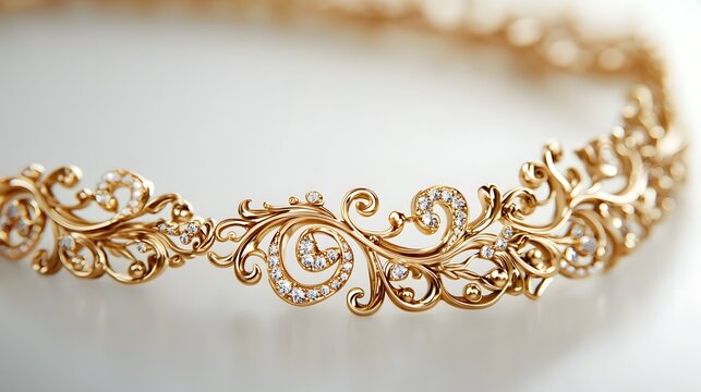 Elegant Gold Jewelry Band with Intricate Design and Sparkling Stones