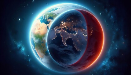 Obraz premium Lunar Eclipse Path The narrow region on Earth where a total luna