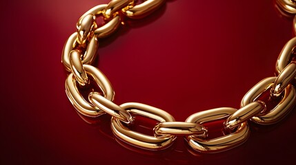 Fototapeta premium Elegant Gold Chain Jewelry on Red Background for Fashion Display