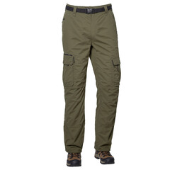 Olive green hiking pants with a durable water resistant fabric and cargo design clothing display transparent background isolated png stock