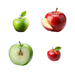 A fresh collection of red and green apple fruits, a healthy set isolated on white