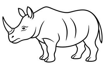 Elegant Rhino Line Art
