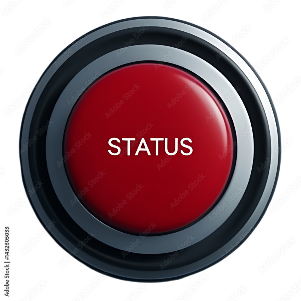 Poster a large red button with the word 