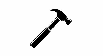 Hammer Silhouette Isolated on White Background Construction Tool