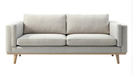 Elegant creamcolored loveseat with wood frame and simple modern design