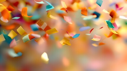 Colorful confetti in motion, a vibrant celebration of joy and energy