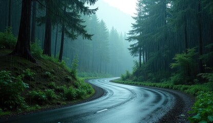 Obraz premium road through the forest