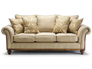 Elegant and comfortable beige sofa with decorative pillows, ideal for living room