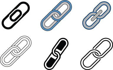 Link Chain & Hyperlink Icon Vector Set – Connection, URL, and Pin Symbols