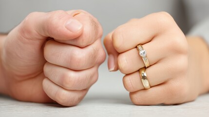 Divorcing couple. Division of assets. Separation. Division of material property