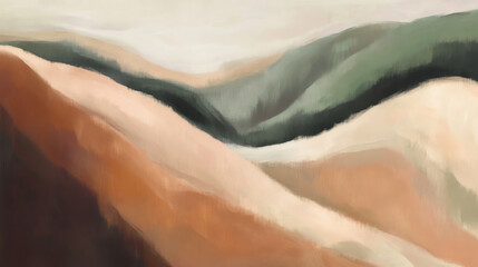 A serene abstract landscape with flowing earthy tones and soft transitions. Dreamy, blended brushstrokes create a tranquil, organic composition&mdash;perfect for modern decor