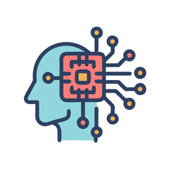 Artificial Intelligence, Brain, Machine Learning concept in illustration