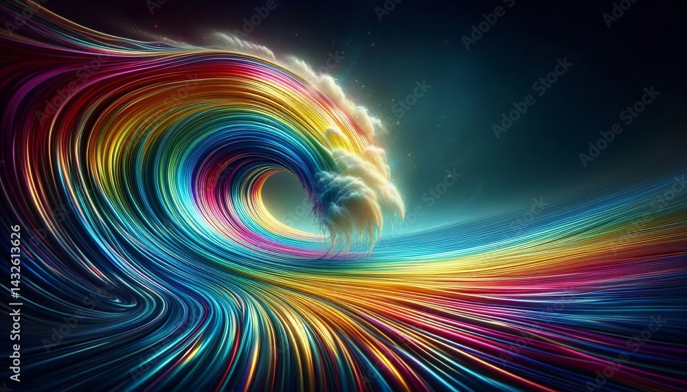Wall mural rainbow wave capture the rainbow as if it's a wave crashing agai