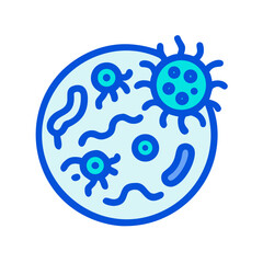 Petri dish culture with bacteria and virus illustration