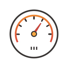 Simple Speedometer Icon Showing Medium Level Measurement