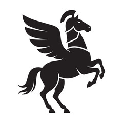 A minimalist vector logo of an armored horse in center perspective.