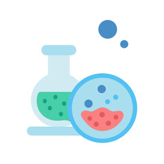 Science lab equipment with solution and bacteria vector