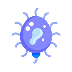 Cartoon purple virus cell or bacteria illustration on black