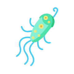 Single Cell Microorganism with Flagella and Golden Circles