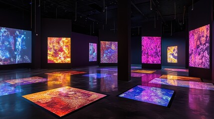 Immersive Art Installation: A Symphony of Light and Color in a Modern Gallery