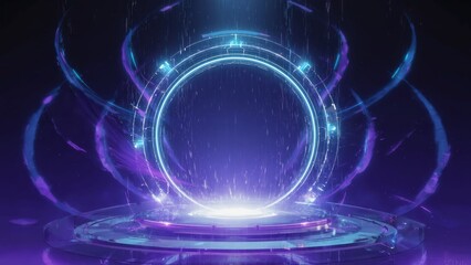 Obraz premium Futuristic portal, glowing circle, abstract design