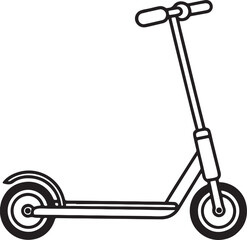 electric kick scooter line art, black outline, vector and illustration, coloring book page line art drawing