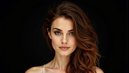 Fototapeta premium Confident woman posing elegantly against a dark background 