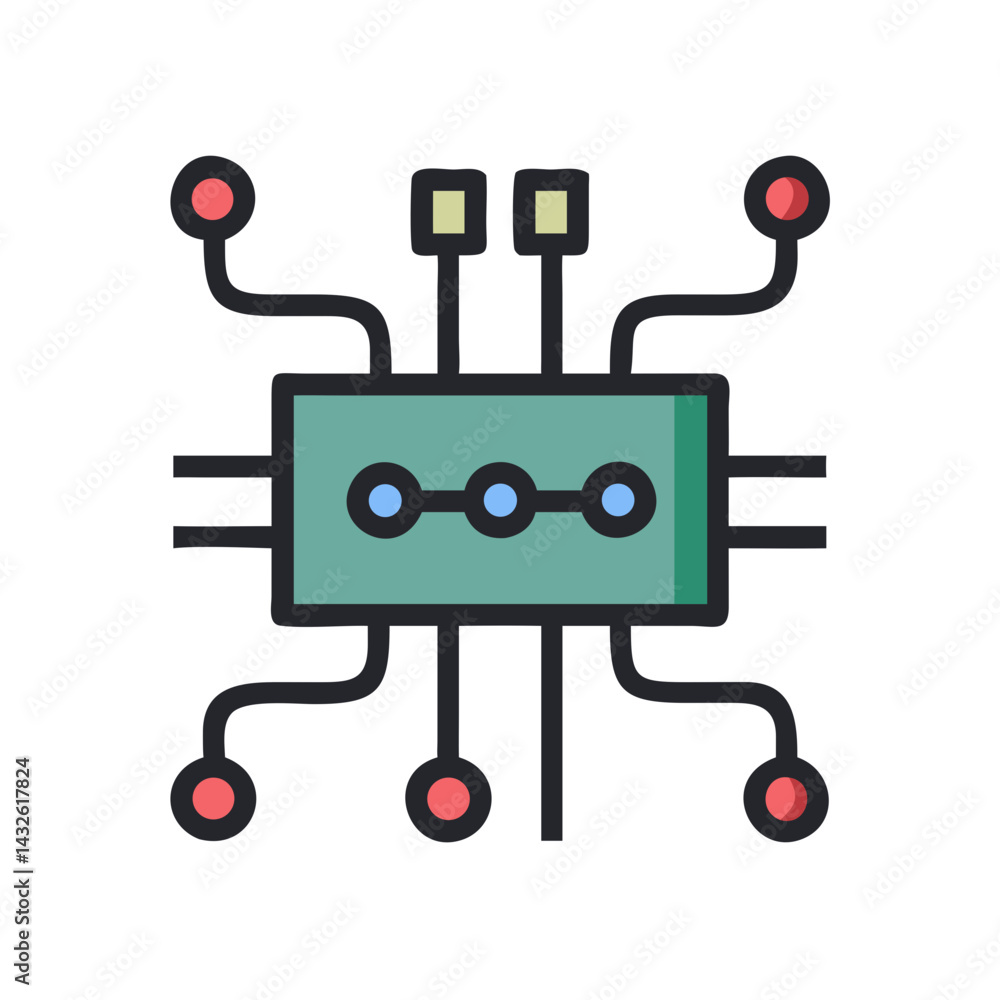Poster modern digital chip icon for tech and computer