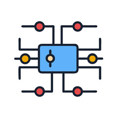 Colorful modern circuit board icon vector on black