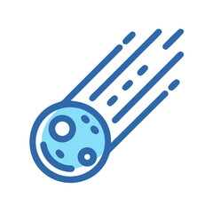 Blue Comet with Meteor Trail on Black Background