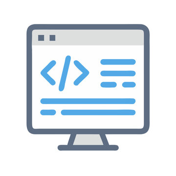 Computer Monitor with Code Icon: Web Development Concept