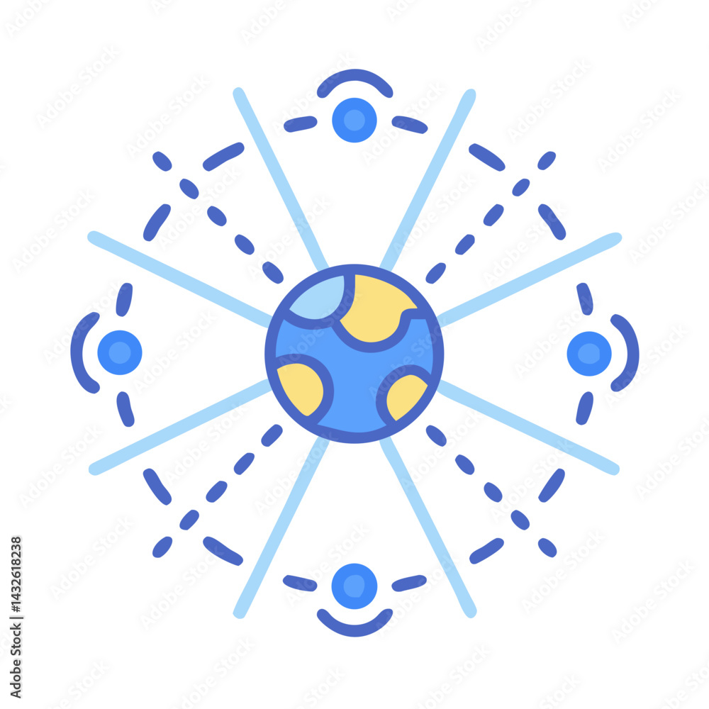 Poster global network: connected world symbol on dark background