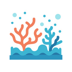 Obraz premium Coral reef with bubbles icon on black background