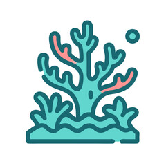 Stylized Cartoon Coral on Black Background Vector Illustration