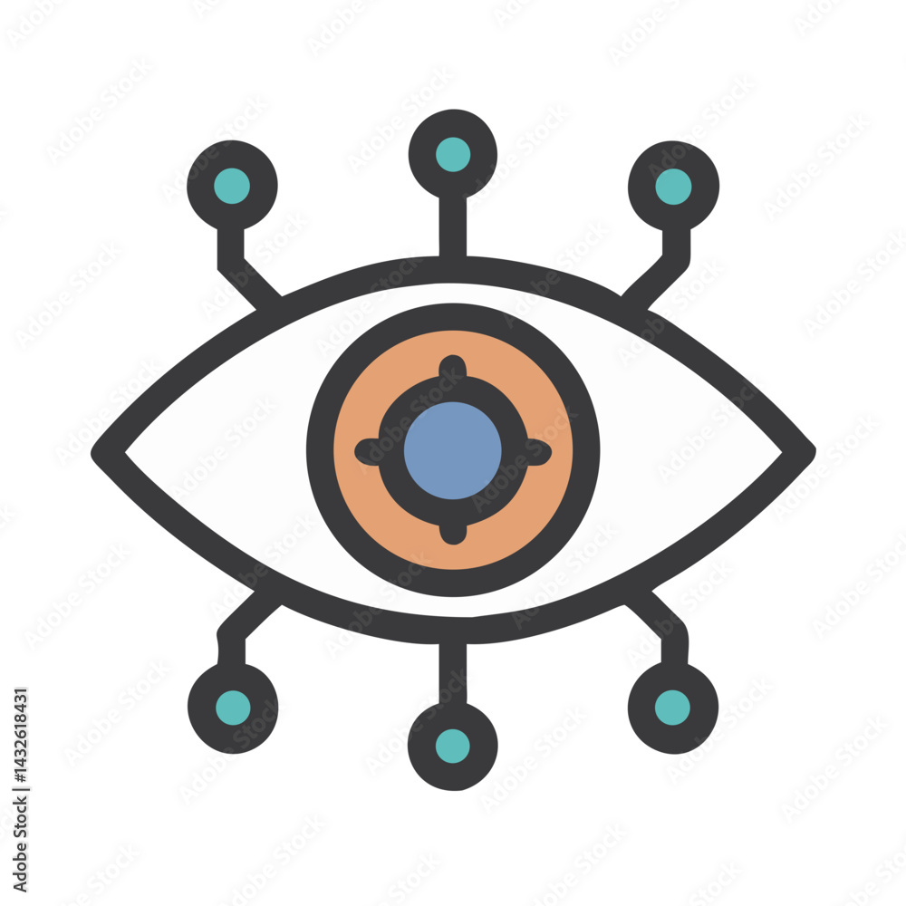 Poster ai vision technology icon: machine learning and data