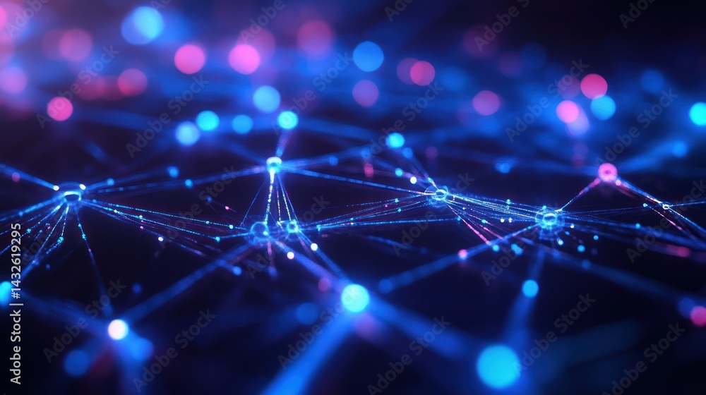 Poster abstract technological representation of data networks and communication signals