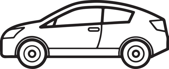 electric car line art, black outline, vector and illustration, coloring book page line art drawing