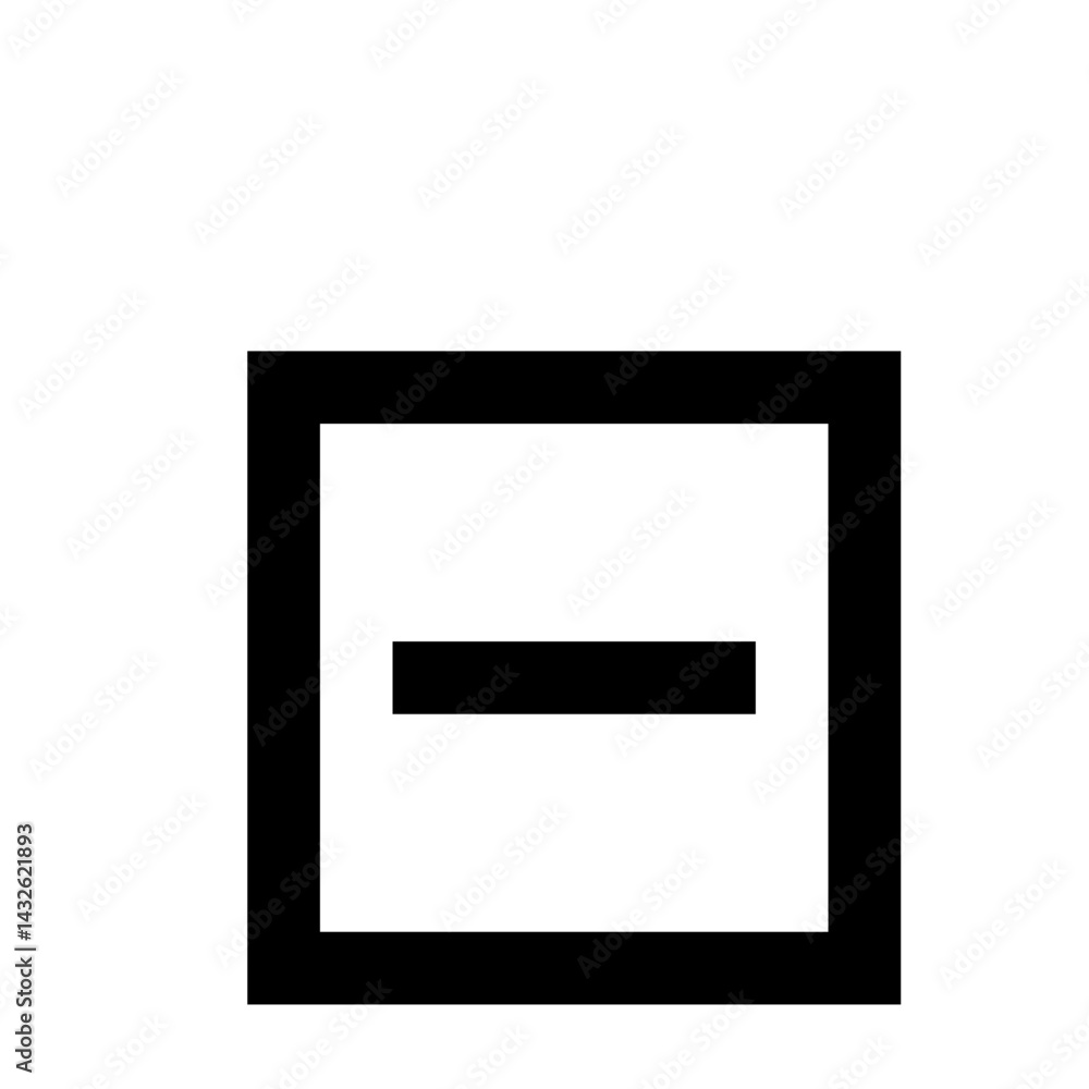 Poster black square frame with a horizontal line centered inside on a white background in a minimalist styl