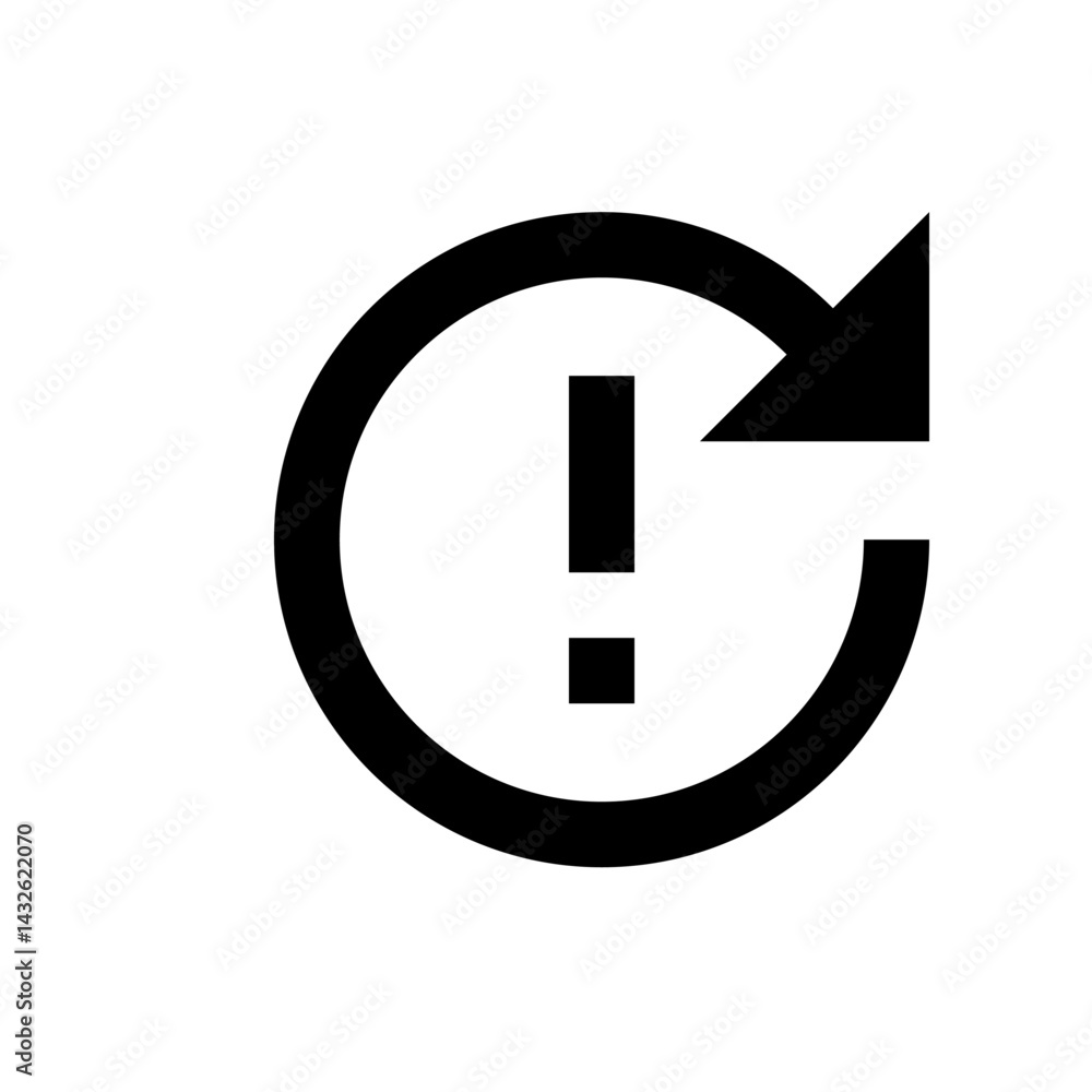 Poster circular arrow with exclamation point inside indicating a refresh or error notification icon design